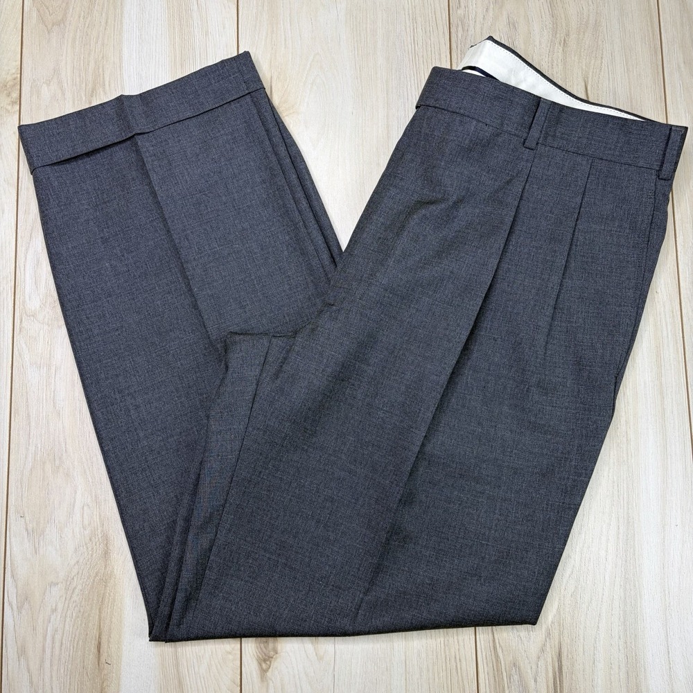 Brooks Brothers Loro Piana Twill Wool Pleated Dress Pants Mens 38x30 Gray